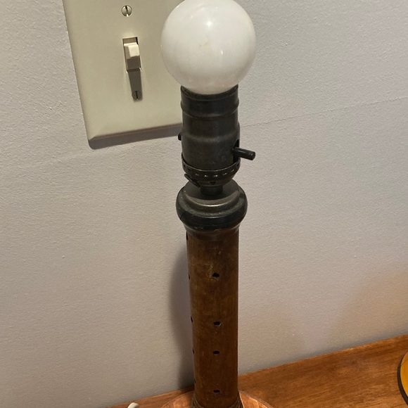 hand crafted antique spool lamp with five changeable shades rustic primitive - Picture 9 of 9